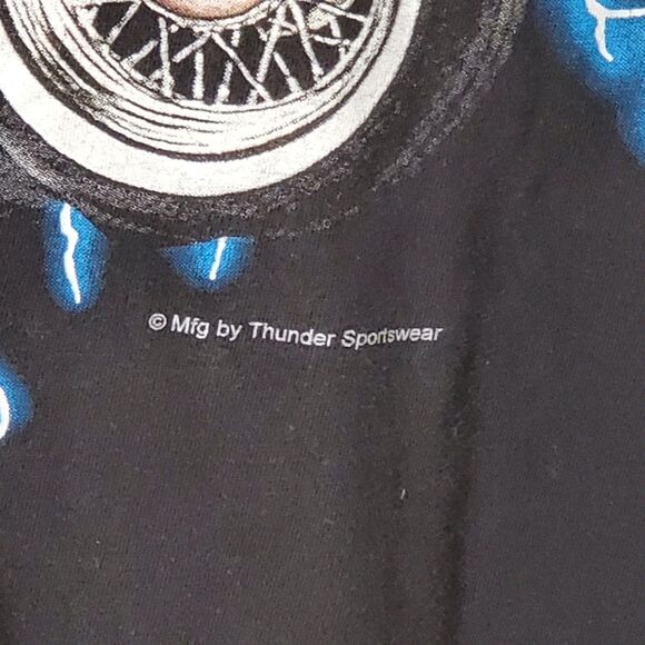 Vintage Mens Thunder Sportswear Graphic T-shirt Wolf, Motorcycle & Lightning - Picture 5 of 10